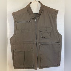 Olive Green Mens Multi Pocket Hiking Camping Fishing Vest